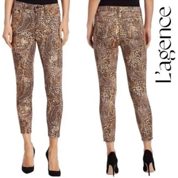 L'AGENCE Leopard Margot High Rise Skinny Valencia Jeans 26 - Picture 3 of 6